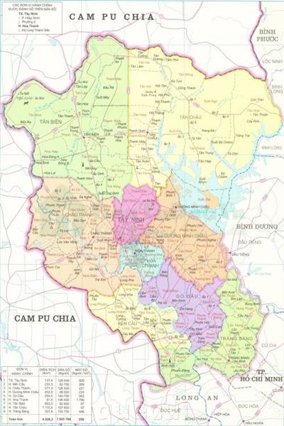 Bản đồ Tây Ninh mới và chi tiết nhất