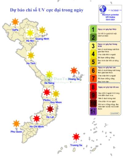 TP. Hồ Chí Minh có chỉ số tia UV ở ngưỡng nguy cơ gây hại đặc biệt cao