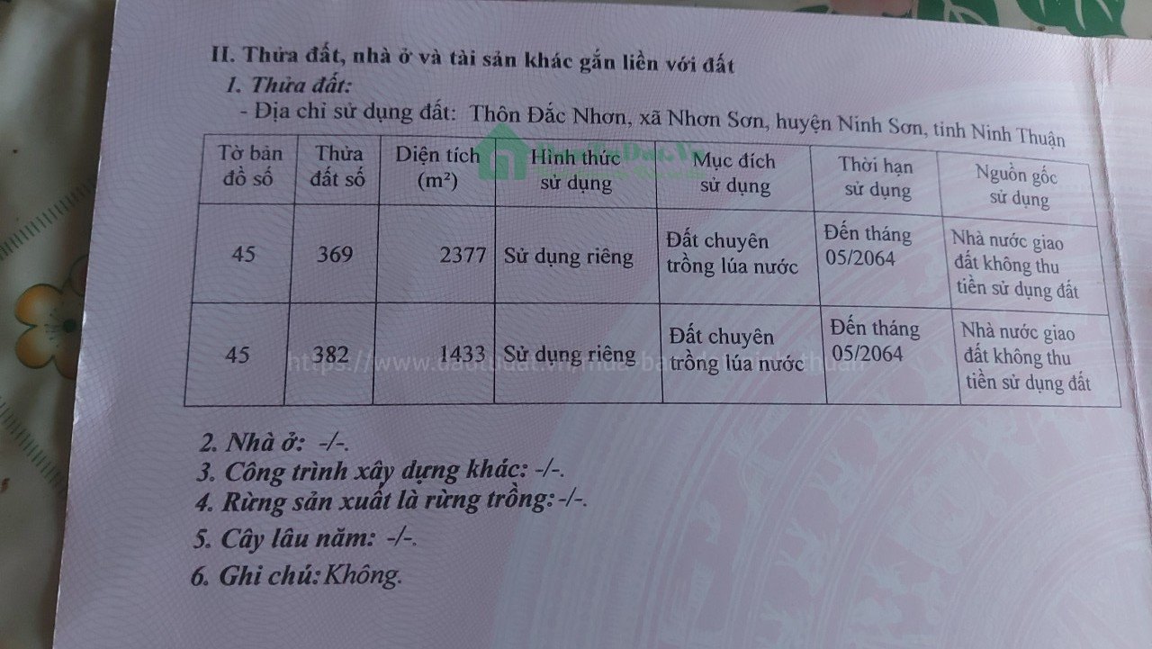 Đất Nền Thôn Đắc Nhơn, xã Nhơn Sơn, tỉnh Ninh Thuận