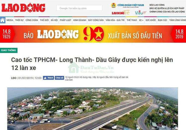 Thông tin về cao tốc TP. HCM - Long Thành - Dầu Giây