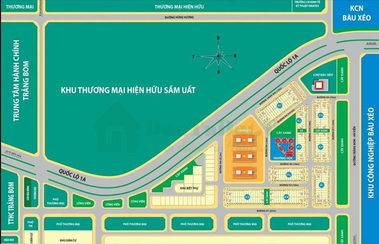 Mặt bằng quy hoạch dự án khu đô thị Bàu Xéo Đồng Nai
