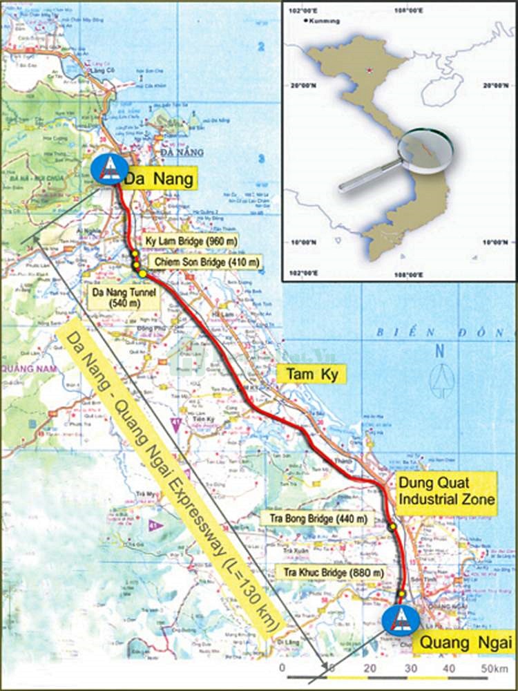 Sơ đồ cao tốc Đà Nẵng - Quảng Ngãi