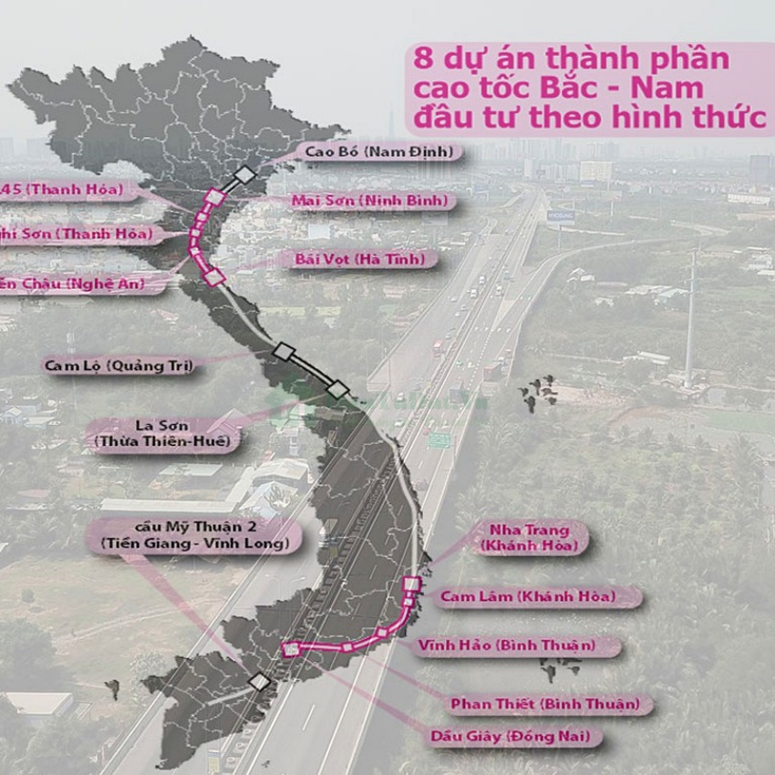 Bản đồ cao tốc Bắc - Nam qua Thanh Hóa - Hà Tĩnh