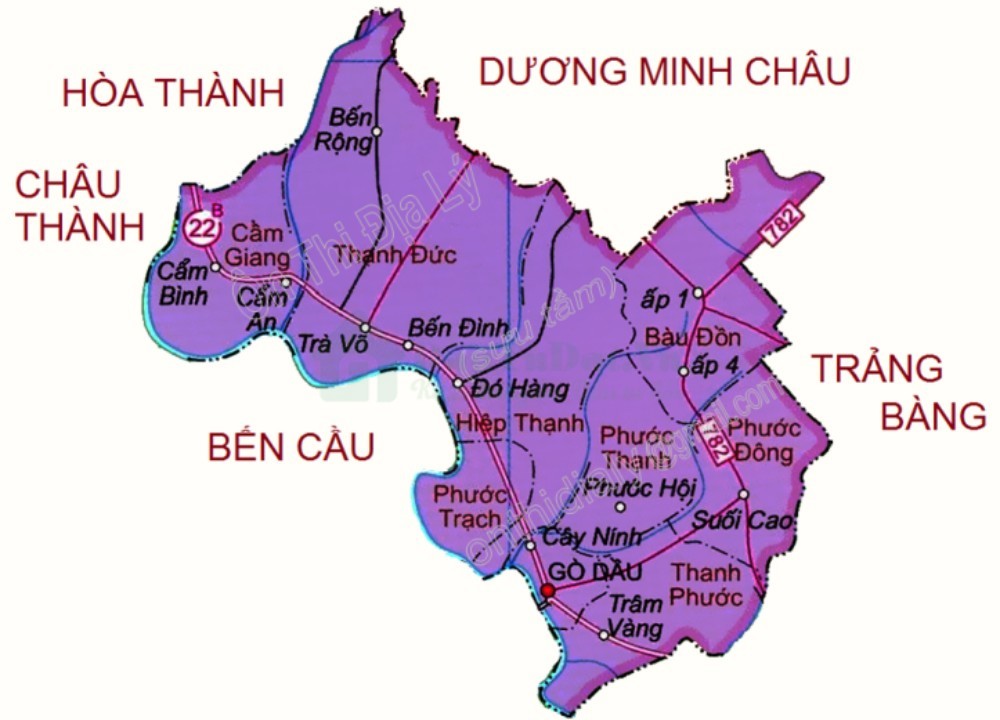 Bản đồ huyện Gò Dầu - Tây Ninh