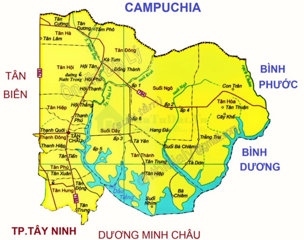 Bản đồ huyện Tân Châu - Tây Ninh
