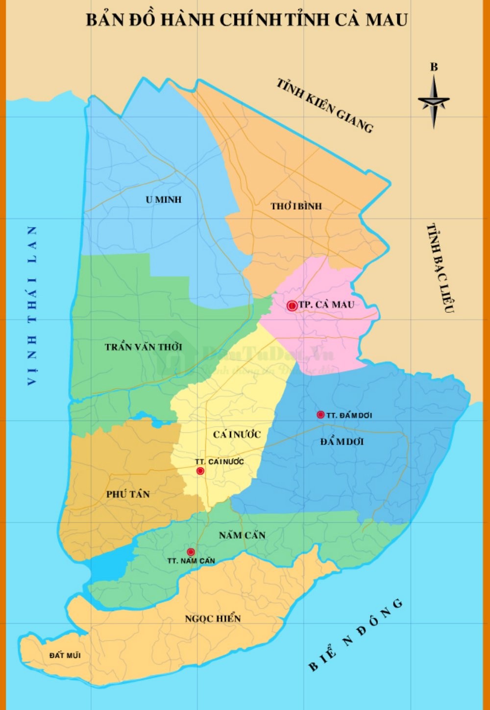 Bản đồ hành chính tỉnh Cà Mau