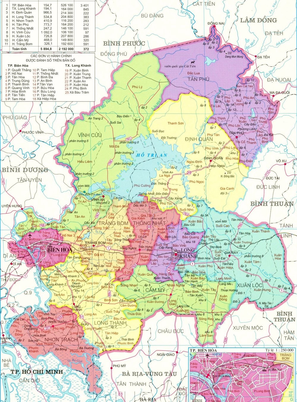 Bản đồ tổng thể tỉnh Đồng Nai