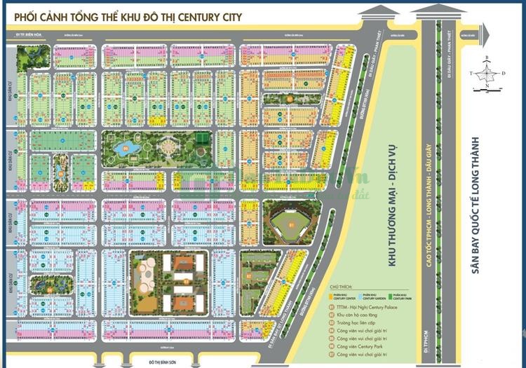 Mặt bằng quy hoạch dự án Century City tại Long Thành