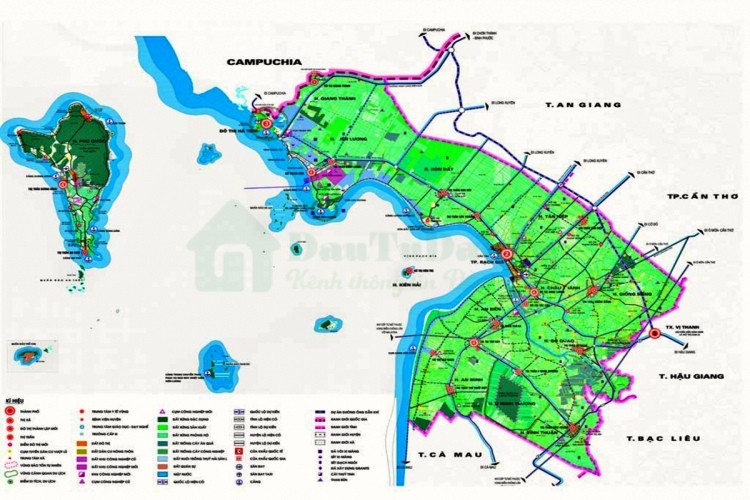 Bản đồ phân bố mật độ dân số tỉnh Kiên Giang