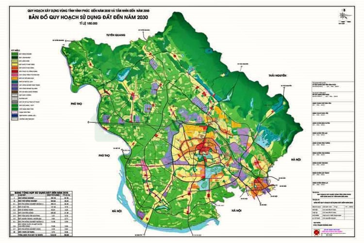Bản đồ sử dụng đất tỉnh Vĩnh Phúc