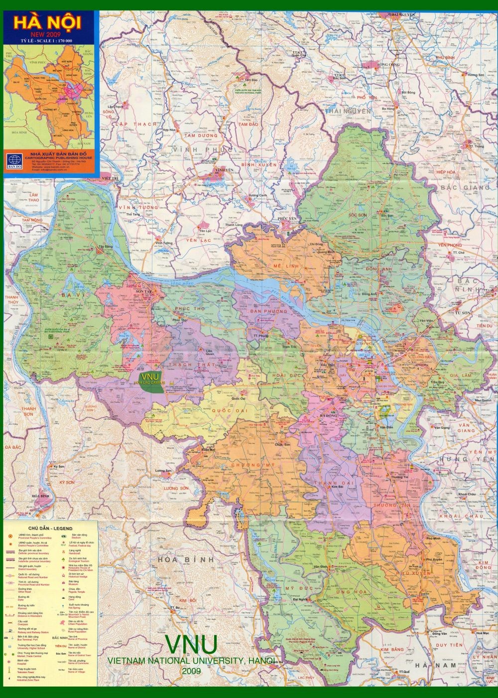 Bản đồ 12 quận tại Hà Nội chi tiết