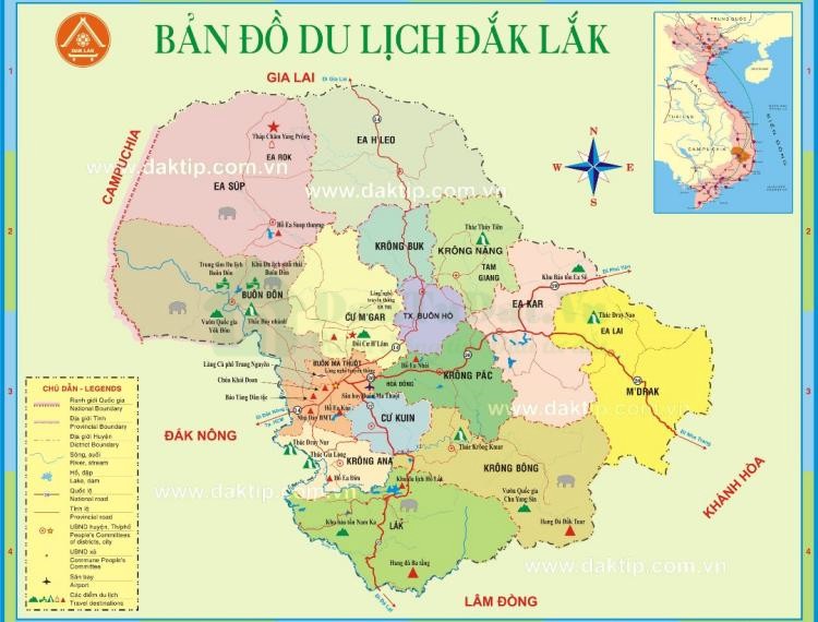 Bản đồ du lịch Đắk Lắk