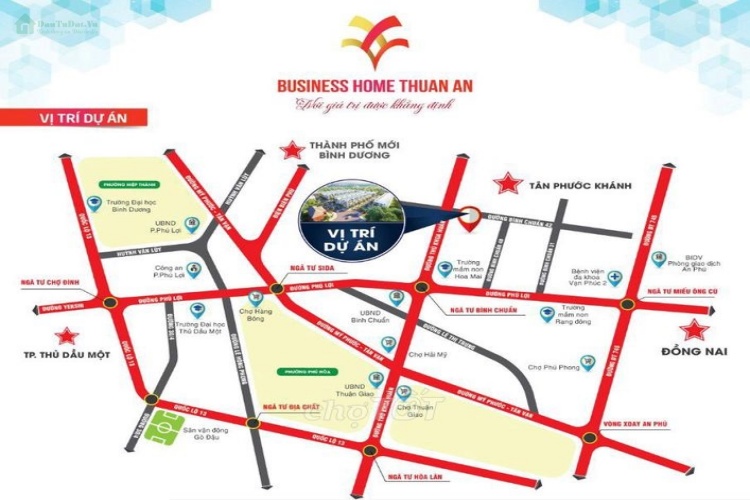 Vị trí dự án đất nền Business Home Thuận An