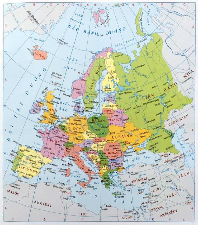 Bản đồ Thế Giới - Châu Âu