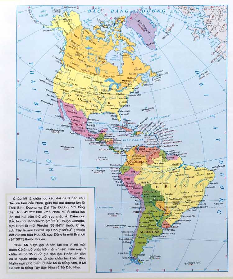 Bản đồ Thế Giới - Châu Mỹ 