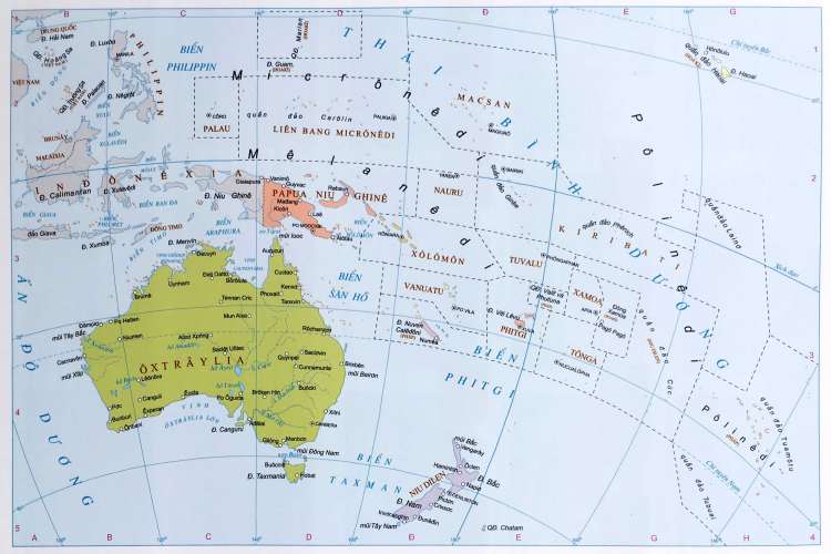 Bản đồ Thế Giới - Châu Đại Dương (Châu Úc) 