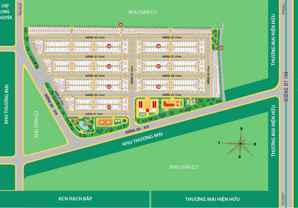 Mặt bằng phân lôt dự án đất nền The Eden City Bình Dương