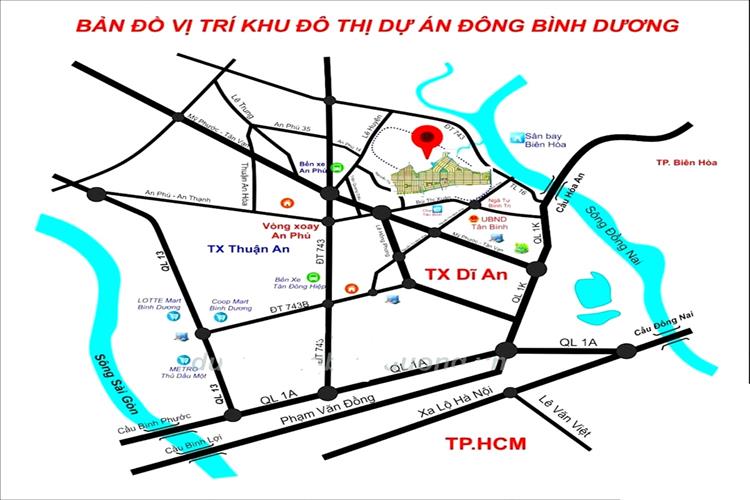 Vị trí dự án khu đô thị Đông Bình Dương