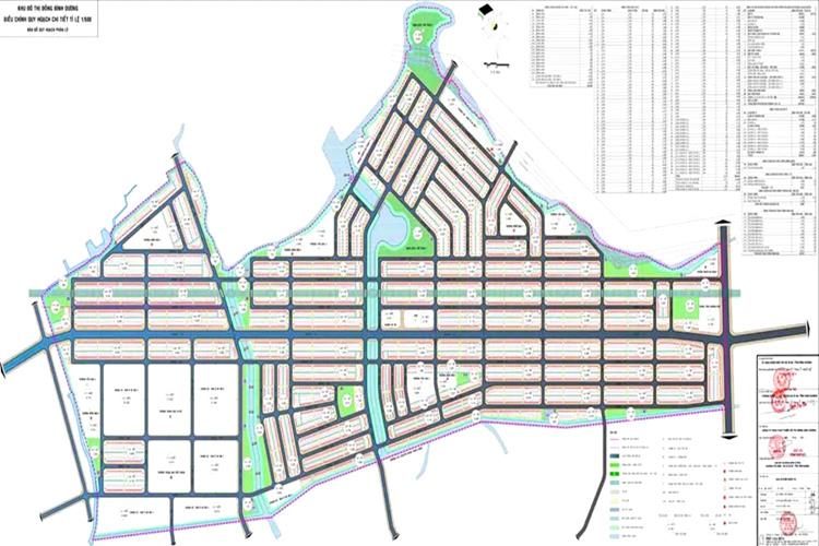 Bảng đồ quy hoạch 1/500 án khu đô thị Đông Bình Dương