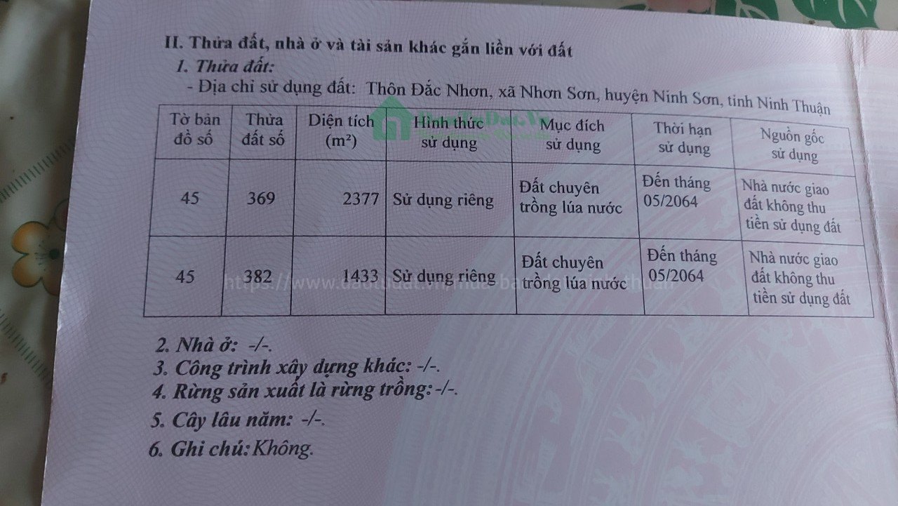 Đất Nền Thôn Đắc Nhơn, xã Nhơn Sơn, huyện Ninh Sơn