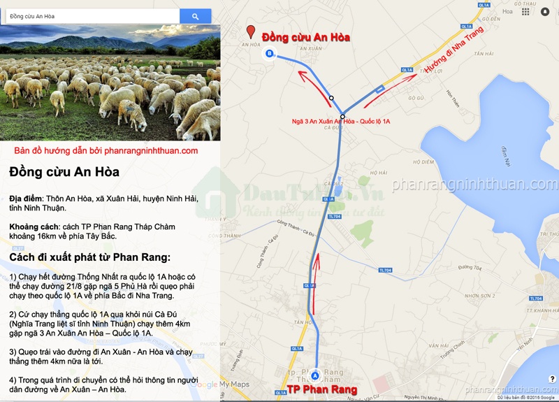 Vị trí Đồng cừu An Hòa Ninh Thuận