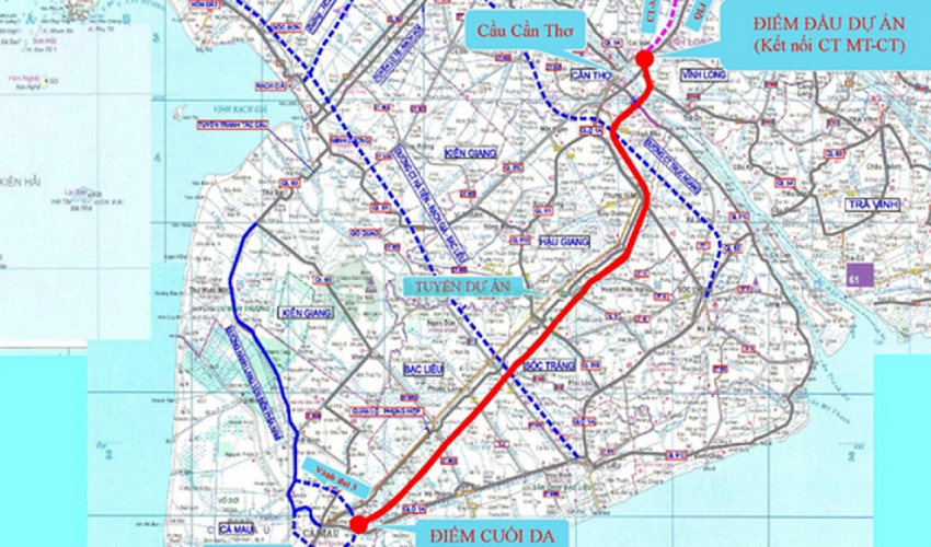Bản đồ quy hoạch cao tốc Hà Tiên - Rạch Giá - Bạc Liêu