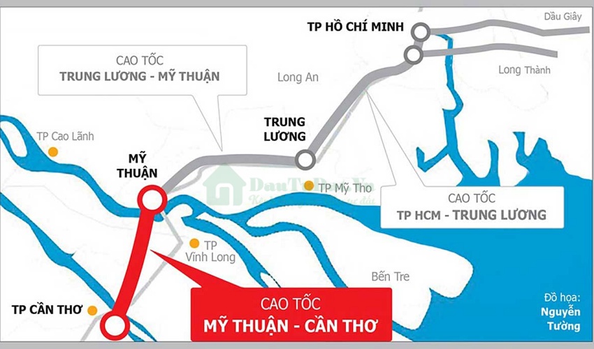 Bản đồ cao tốc Mỹ Thuận - Cần Thơ