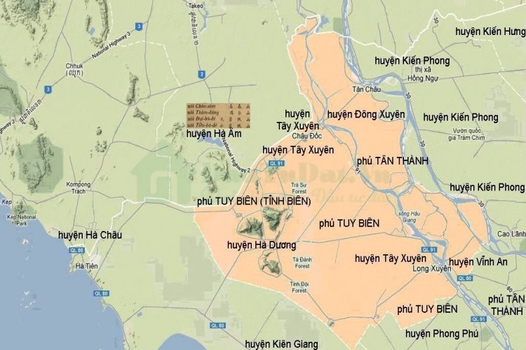 Bản đồ An Giang xưa (thời nhà Nguyễn độc lập)