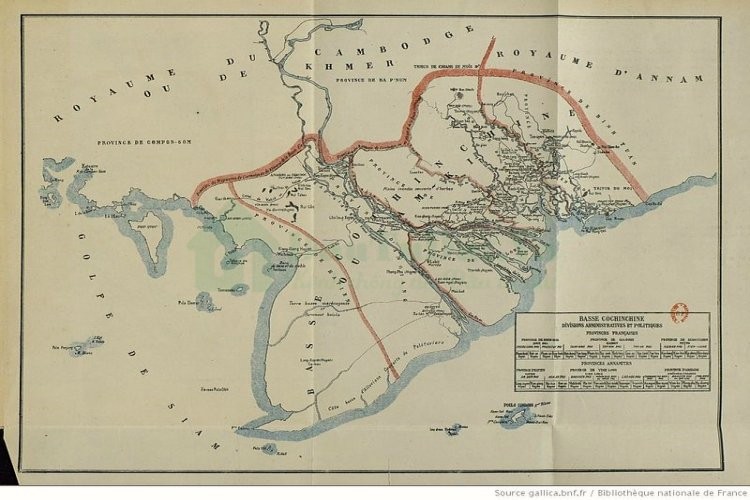 Tỉnh An Giang trong bản đồ Nam Kỳ Lục tỉnh (Basse Cochinchine)