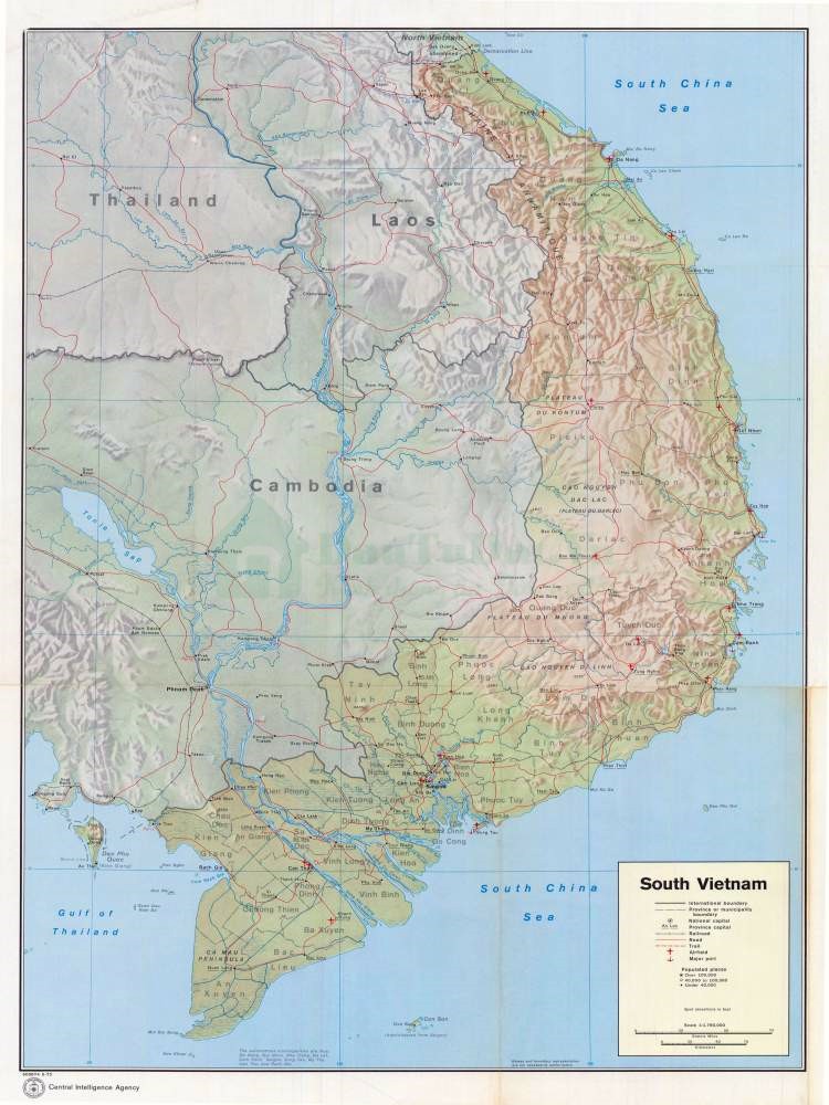 Tỉnh An Giang trong bản đồ địa hình Việt Nam Cộng Hòa