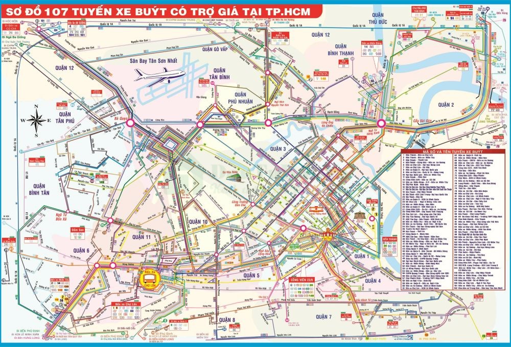 Bản đồ du lịch và các tuyến xe tại thành phố Hồ Chí Minh