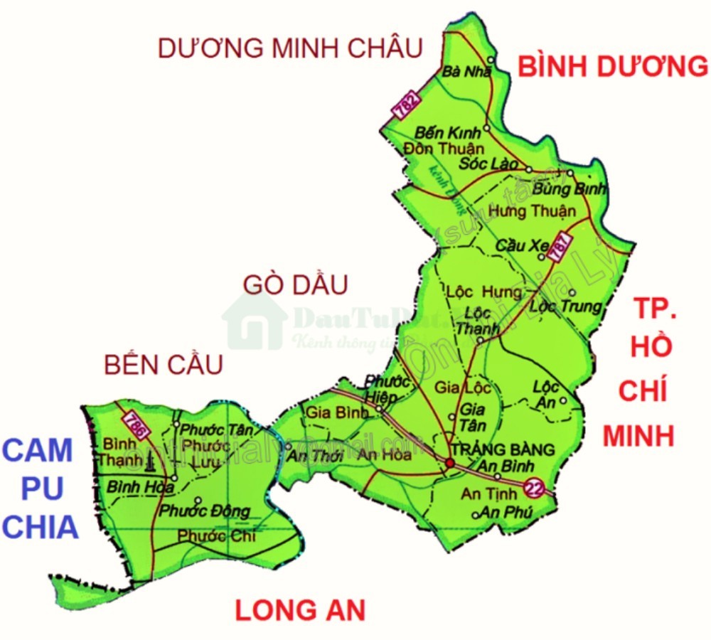 Bản đồ huyện Trạng Bàng - Tây Ninh 