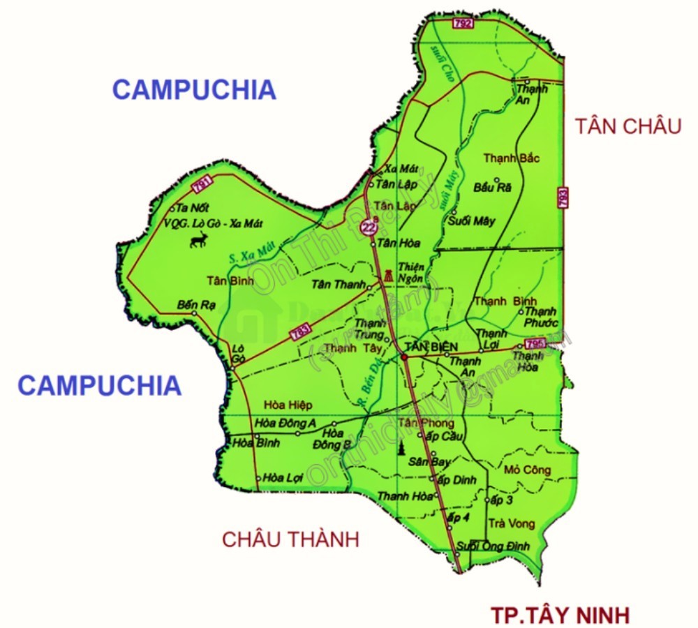 Bản đồ huyện Tân Biên - Tây Ninh 