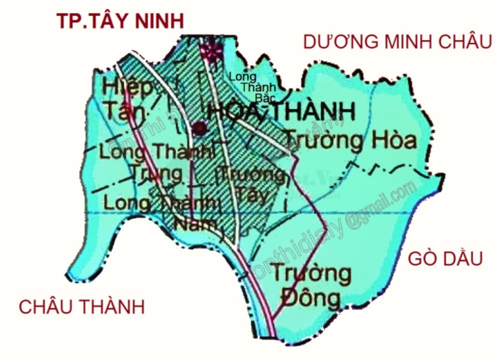 Bản đồ huyện Hòa Thành - Tây Ninh 