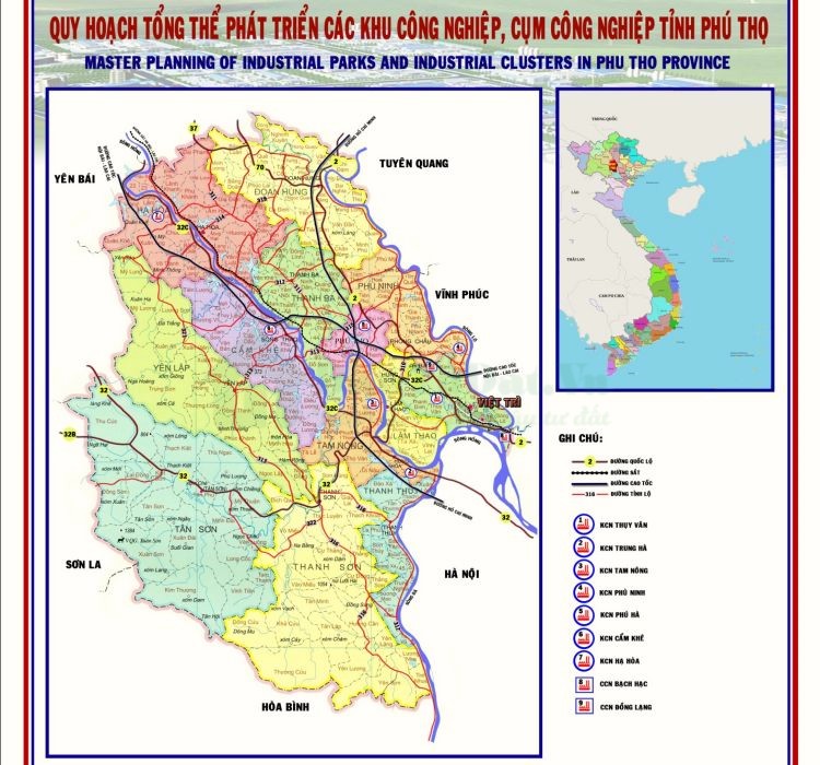 Bản đồ quy hoạch khu công nghiệp tỉnh Phú Thọ