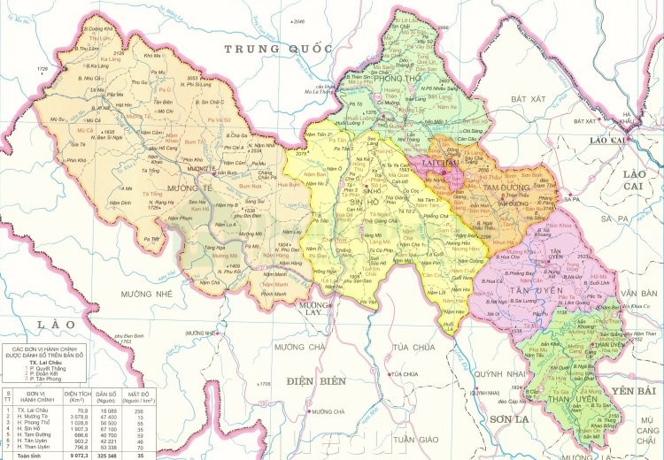 Bản đồ tỉnh Lai Châu 