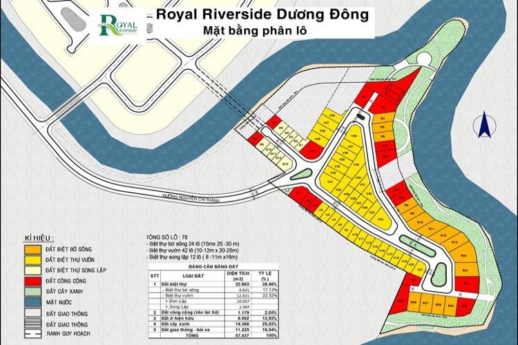 Mặt bằng dự án Royal Riverside Dương Đông