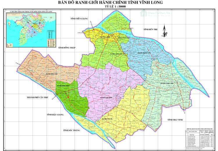 Bản đồ hành chính tỉnh Vĩnh Long