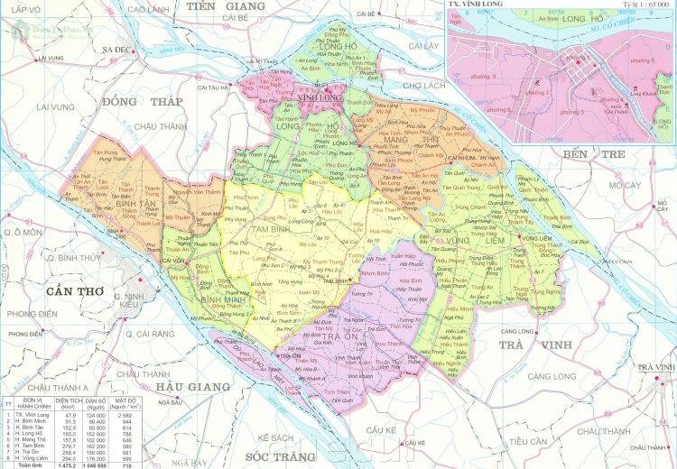 Bản đồ tổng thể tỉnh Vĩnh Long