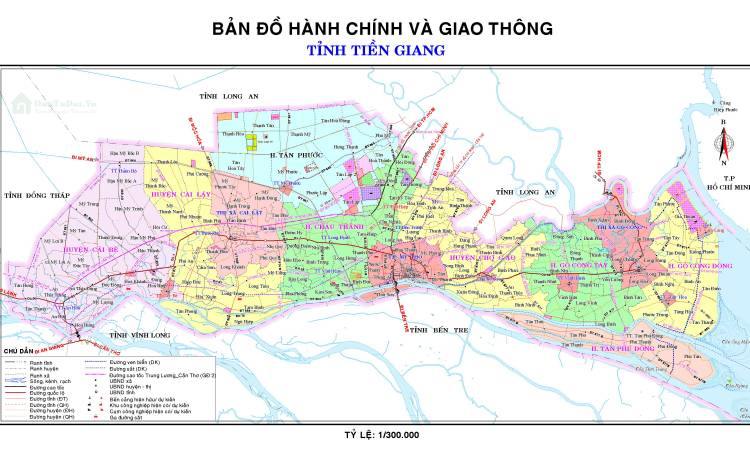 Bản đồ hành chính và giao thông Tiền Giang