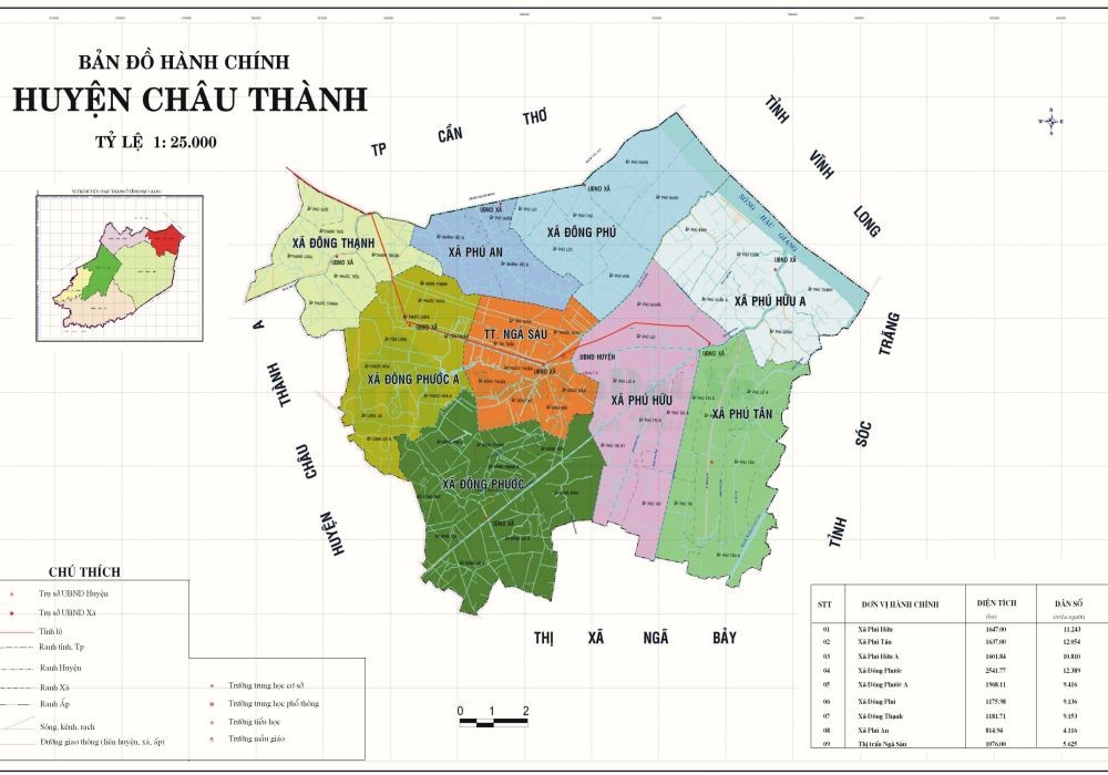 Bản đồ hành chính huyện Châu Thành Bến Tre