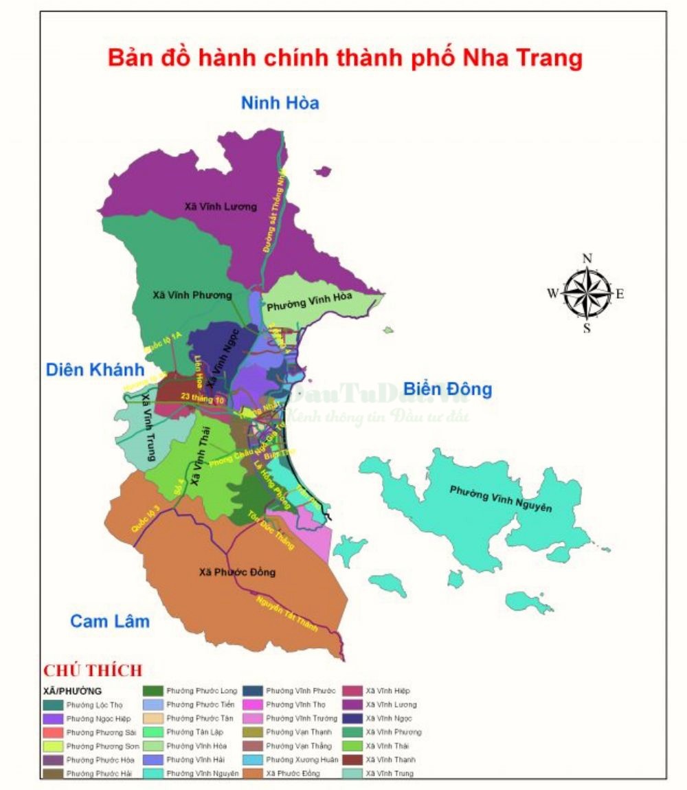 Bản đồ hành chính Khánh Hòa 