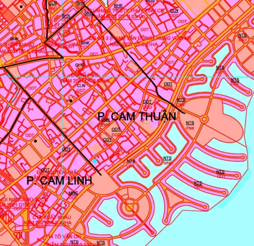Bản đồ quy hoạch giao thông phường Cam Thuận