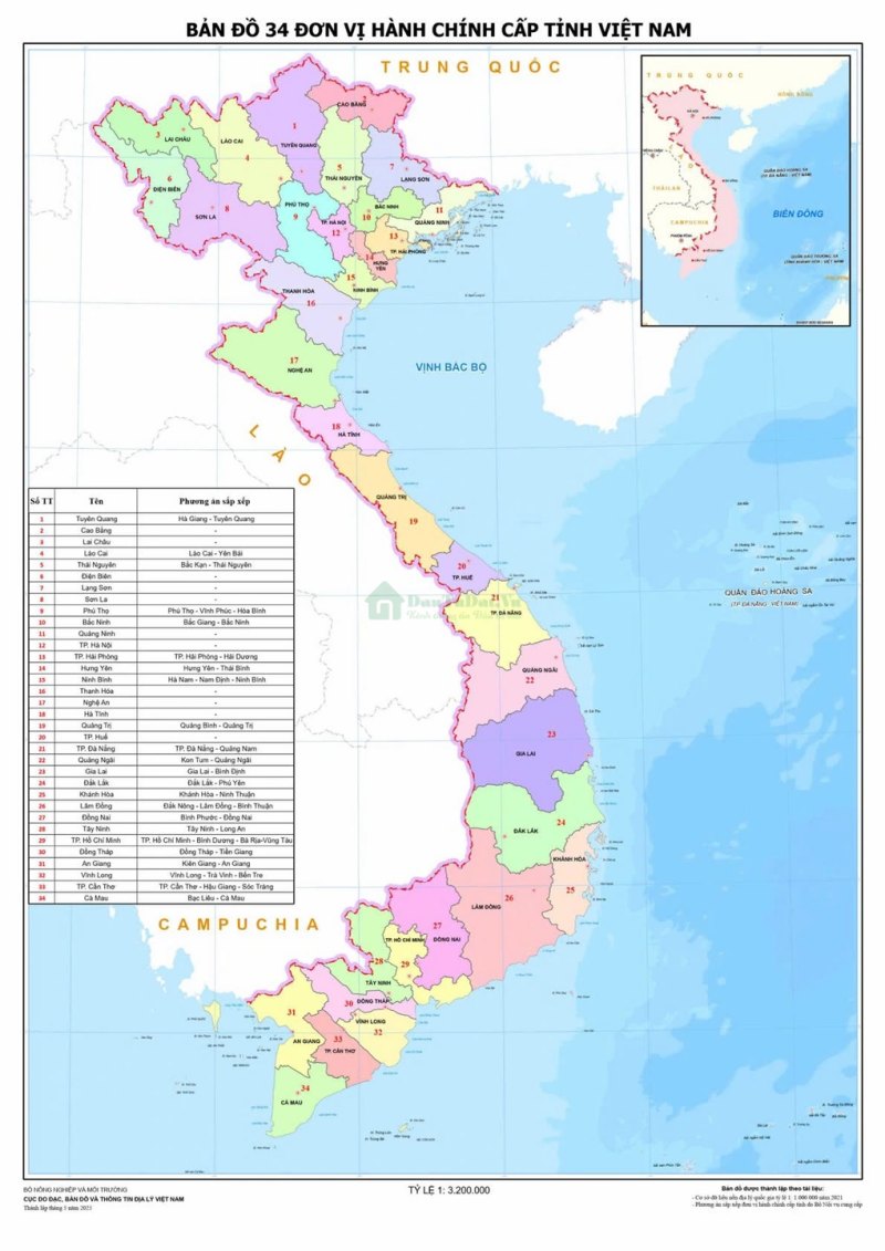 Bản đồ 34 tỉnh, thành việt nam